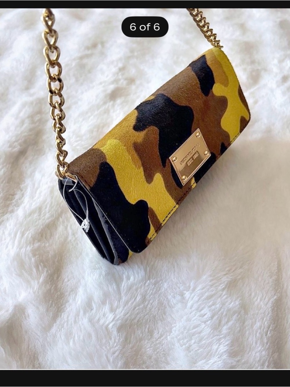 Yellow & Brown Camo Chain Crossbody Bag / Clutch - Picture 6 of 6